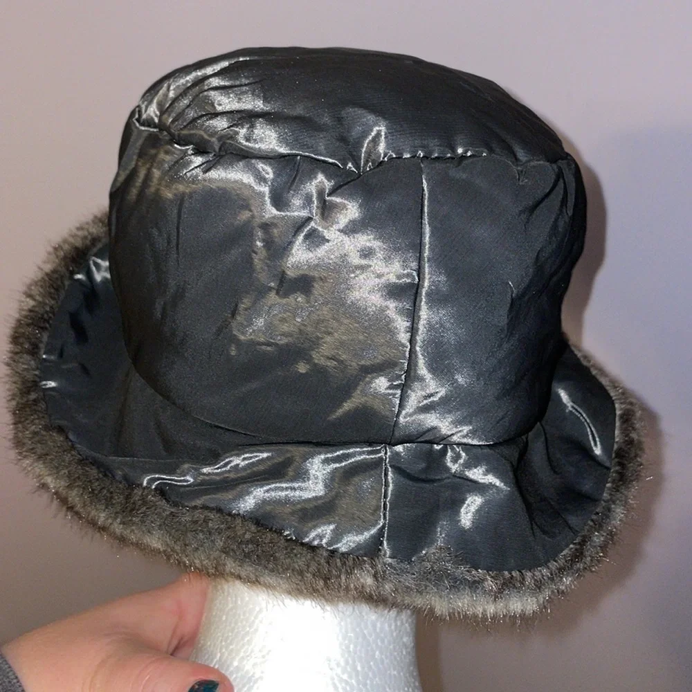Nordstrom Vintage Made in Italy Puffer Faux Fur Bucket Hat OS